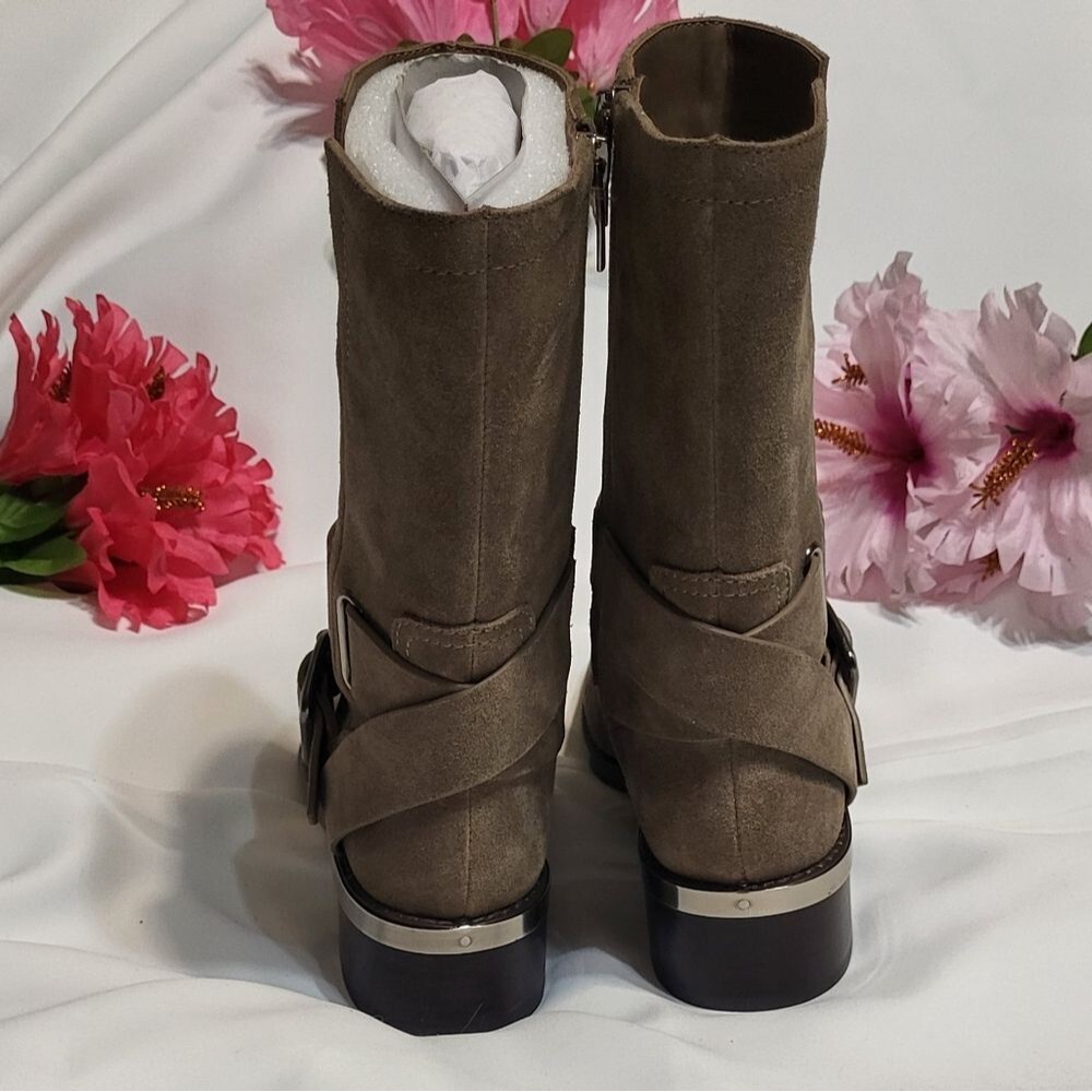 Vince Camuto NWOT Suede Wethima Brown Mid-Calf 2in Moto Boots Size 5M 🎉HP🎉 - Picture 11 of 13